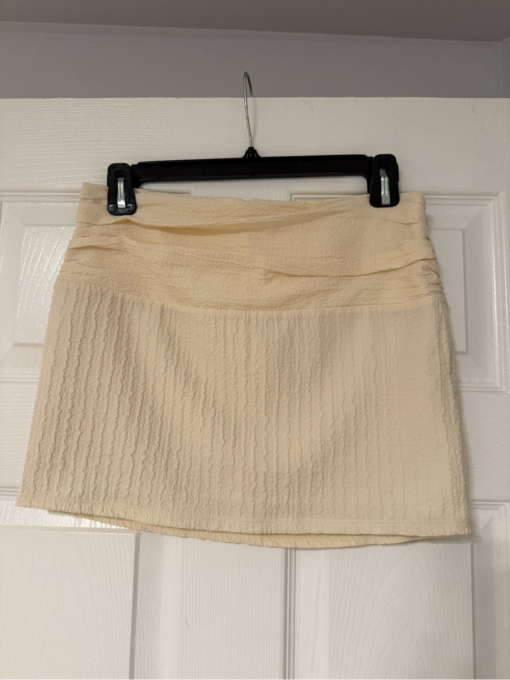 Camila Coelho Cream Textured Mini Skirt